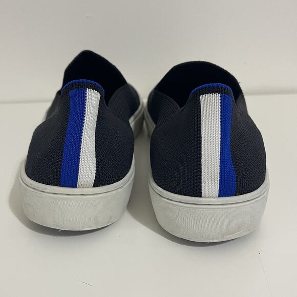 Rothy's The Original Slip On Sneaker Size 9 Black Blue Ankle Stripe Washable - Picture 7 of 16